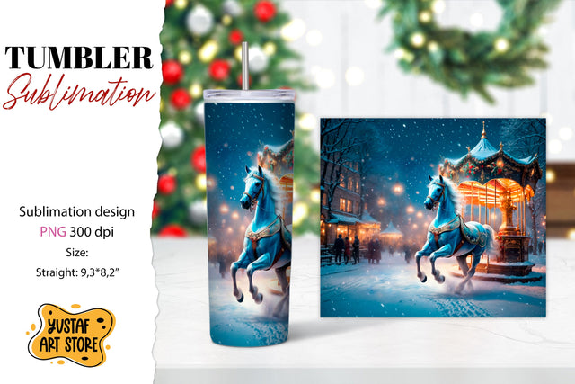 Christmas horse carousel tumbler sublimation. Sublimation Yustaf Art Store 
