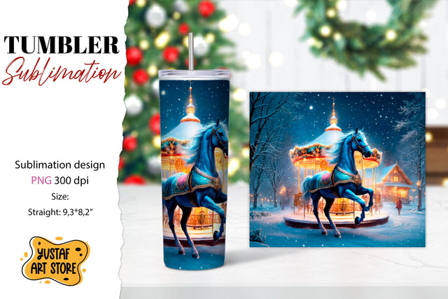 Christmas horse carousel tumbler sublimation. Sublimation Yustaf Art Store 