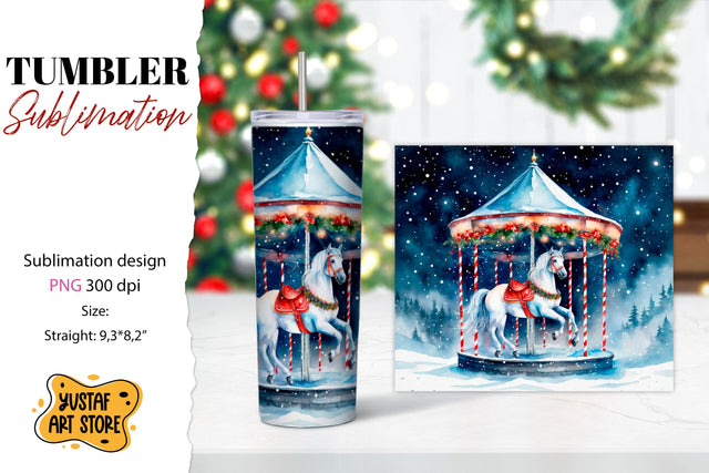 Christmas horse carousel tumbler sublimation. Sublimation Yustaf Art Store 