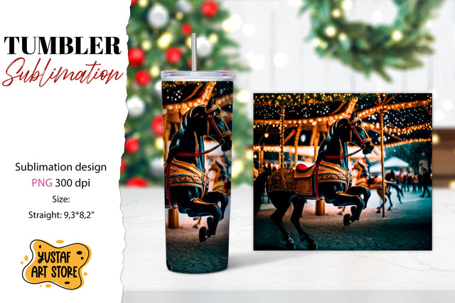 Christmas horse carousel tumbler sublimation. Sublimation Yustaf Art Store 