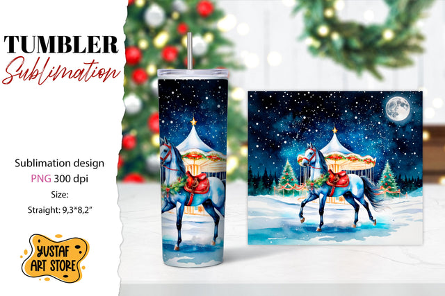 Christmas horse carousel tumbler sublimation. Sublimation Yustaf Art Store 
