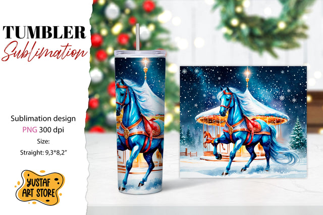 Christmas horse carousel tumbler sublimation. Sublimation Yustaf Art Store 