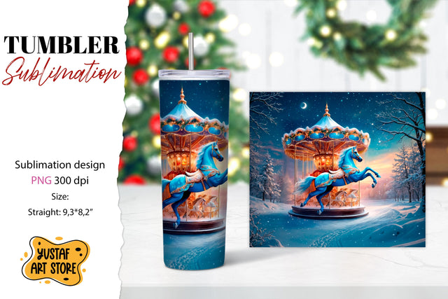 Christmas horse carousel tumbler sublimation. Sublimation Yustaf Art Store 