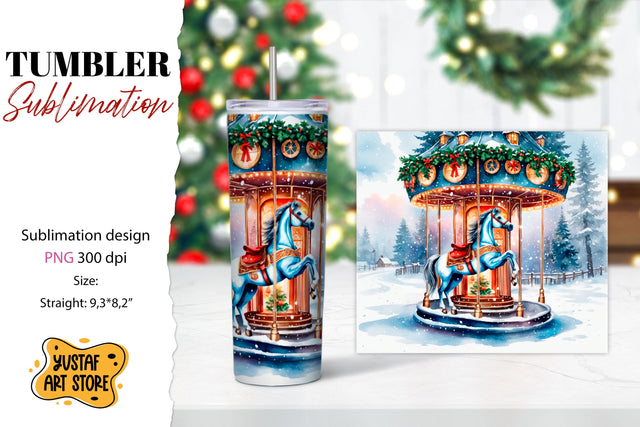 Christmas horse carousel tumbler sublimation. Sublimation Yustaf Art Store 