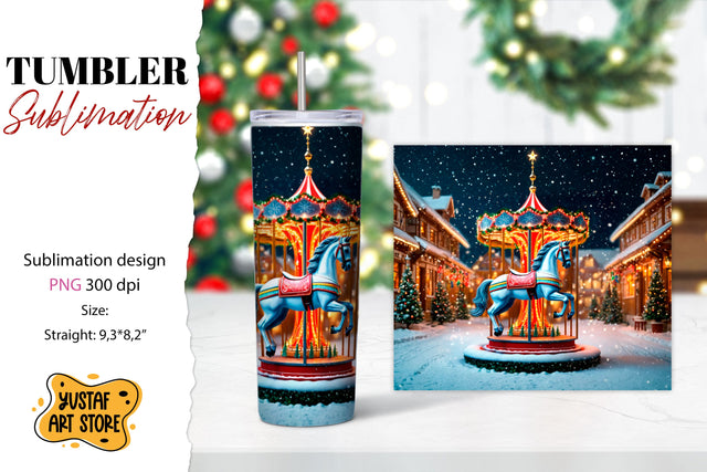 Christmas horse carousel tumbler sublimation. Sublimation Yustaf Art Store 