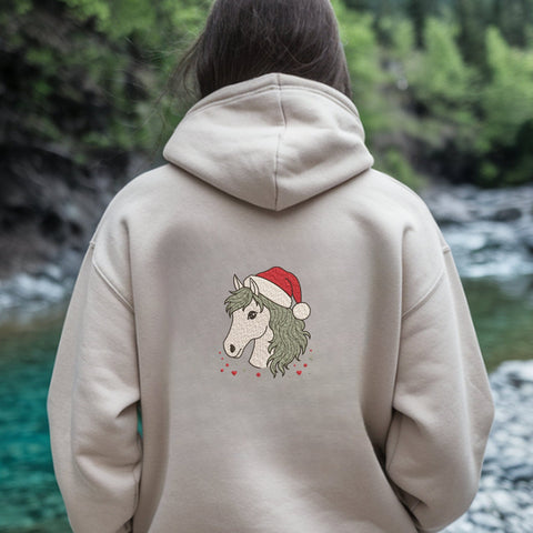 Christmas Horse Embroidery Design – Horse with Santa Hat Holiday Machine Embroidery File Embroidery/Applique DESIGNS PatternFeed8 