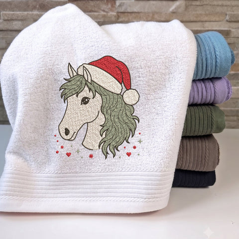 Christmas Horse Embroidery Design – Horse with Santa Hat Holiday Machine Embroidery File Embroidery/Applique DESIGNS PatternFeed8 