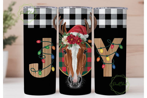 Christmas Horse Joy 20oz Tumbler Wrap Sublimation PixelChick 