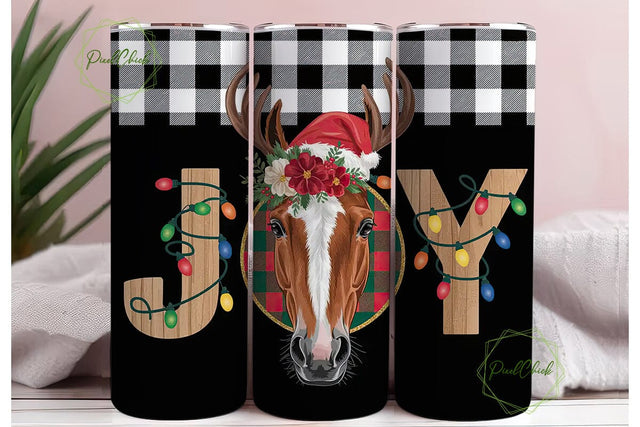 Christmas Horse Joy 20oz Tumbler Wrap Sublimation PixelChick 