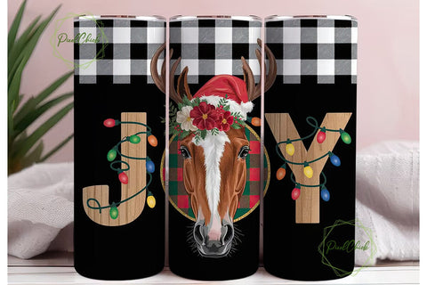 Christmas Horse Joy 20oz Tumbler Wrap Sublimation PixelChick 