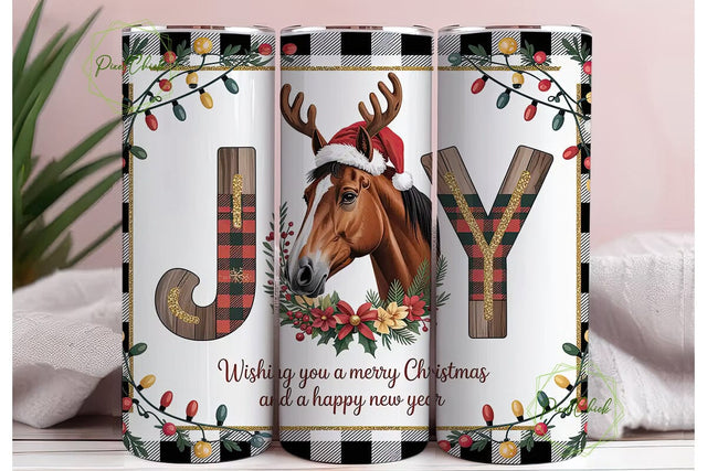 Christmas Horse Joy 20oz Tumbler Wrap Sublimation PixelChick 