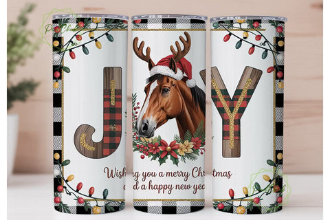 Christmas Horse Joy 20oz Tumbler Wrap Sublimation PixelChick 