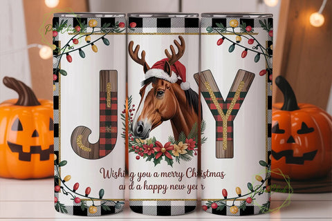 Christmas Horse Joy 20oz Tumbler Wrap Sublimation PixelChick 