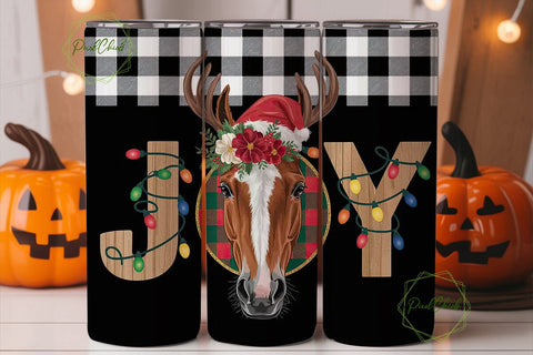 Christmas Horse Joy 20oz Tumbler Wrap Sublimation PixelChick 