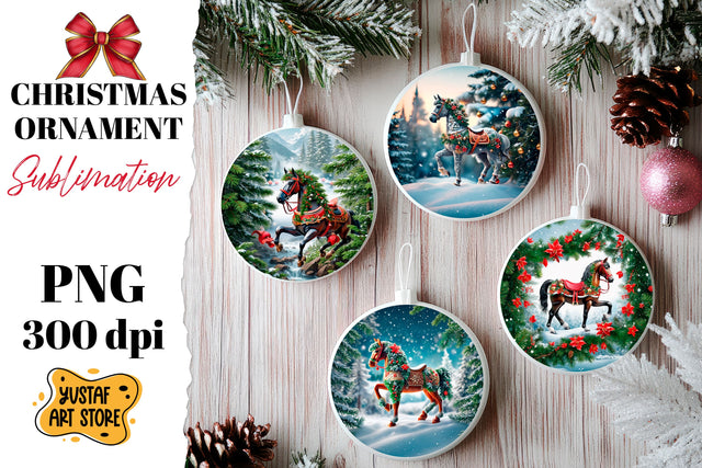 Christmas horse ornament sublimation. Sublimation Yustaf Art Store 