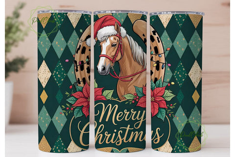 Christmas Horse Tumbler Wrap Sublimation PixelChick 