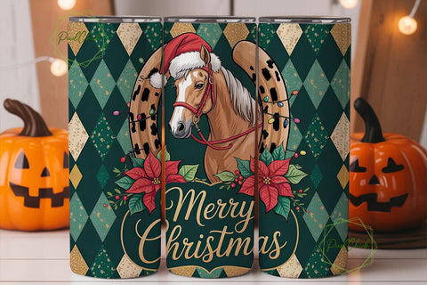 Christmas Horse Tumbler Wrap Sublimation PixelChick 
