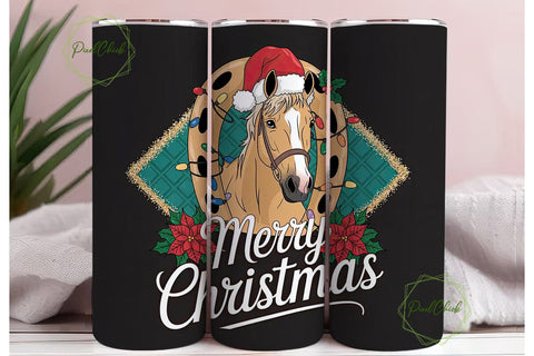 Christmas Horse Tumbler Wrap Sublimation PixelChick 