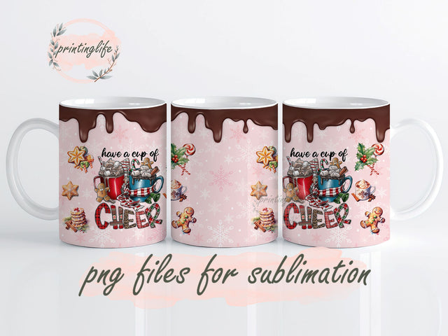 Christmas Hot Chocolate Mug Wraps, Christmas Mug , holiday mug, christmas png wrap 11oz Sublimation PrintingLife 