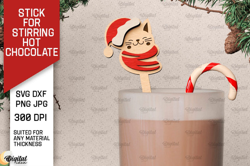 Christmas Hot Chocolate Stirrer LaserCut. Coffee Stirrer SVG SVG Evgenyia Guschina 