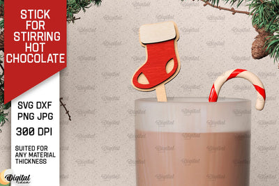 Christmas Hot Chocolate Stirrer LaserCut. Coffee Stirrer SVG SVG Evgenyia Guschina 