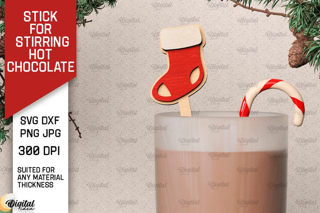 Christmas Hot Chocolate Stirrer LaserCut. Coffee Stirrer SVG SVG Evgenyia Guschina 