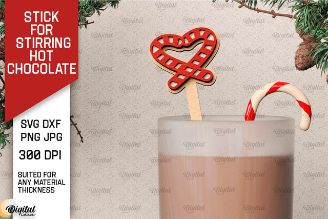 Christmas Hot Chocolate Stirrer LaserCut. Coffee Stirrer SVG SVG Evgenyia Guschina 