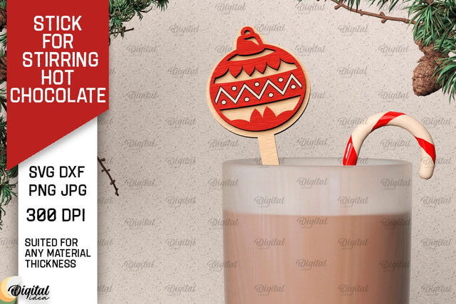 Christmas Hot Chocolate Stirrer LaserCut. Coffee Stirrer SVG SVG Evgenyia Guschina 
