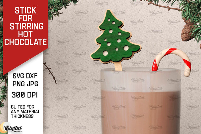 Christmas Hot Chocolate Stirrer LaserCut. Coffee Stirrer SVG SVG Evgenyia Guschina 
