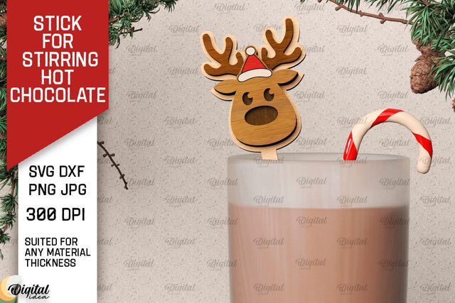 Christmas Hot Chocolate Stirrer LaserCut. Coffee Stirrer SVG SVG Evgenyia Guschina 