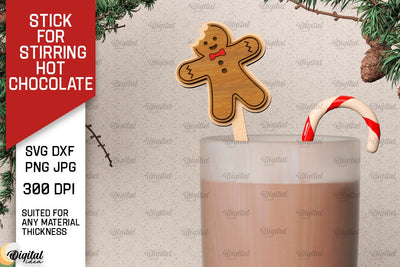 Christmas Hot Chocolate Stirrer LaserCut. Coffee Stirrer SVG SVG Evgenyia Guschina 