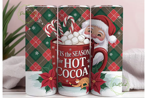 Christmas Hot Cocoa 20oz Tumbler Wrap Sublimation PixelChick 