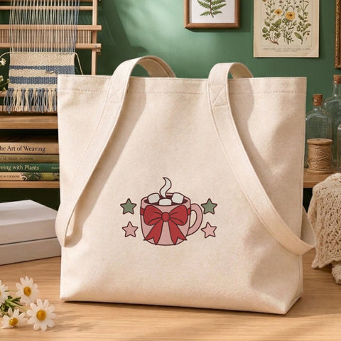 Christmas Hot Cocoa Mug Embroidery Design – Cozy Marshmallow Cup Red Bow Machine Embroidery File Embroidery/Applique DESIGNS PatternFeed8 