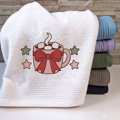 Christmas Hot Cocoa Mug Embroidery Design – Cozy Marshmallow Cup Red Bow Machine Embroidery File Embroidery/Applique DESIGNS PatternFeed8 