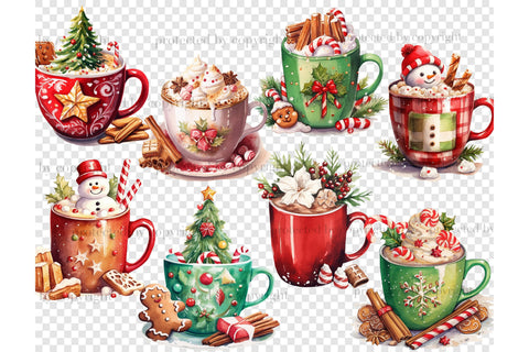 Christmas Hot Cocoa PNG | Christmas Coffee Clipart Set SVG GlamArtZhanna 