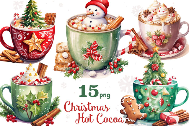 Christmas Hot Cocoa PNG | Christmas Coffee Clipart Set SVG GlamArtZhanna 