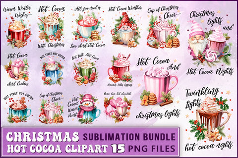 Christmas Hot Cocoa Sublimation Clipart Bundle SVG Shetara Begum 