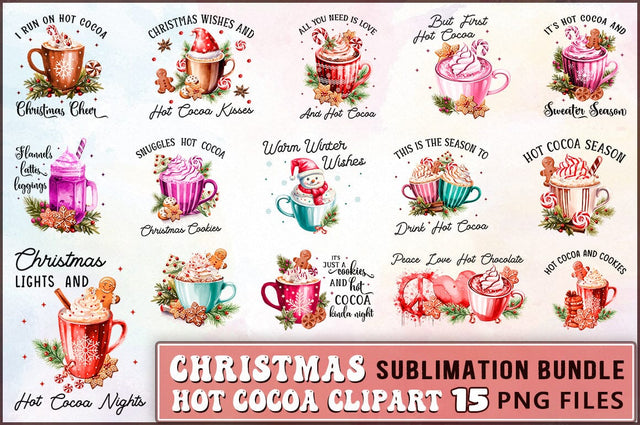 Christmas Hot Cocoa Sublimation Clipart Bundle SVG Shetara Begum 