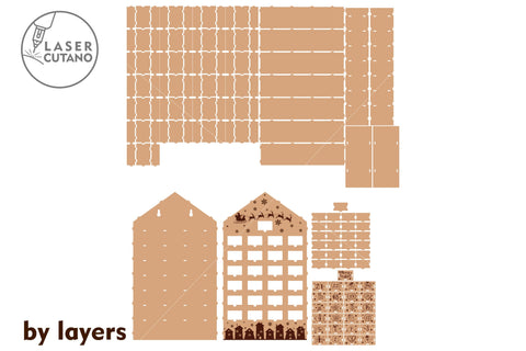 Christmas House Advent Calendar, Laser Cut Files SVG LaserCutano 
