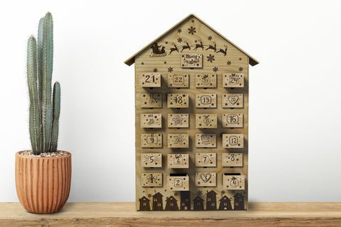 Christmas House Advent Calendar, Laser Cut Files SVG LaserCutano 