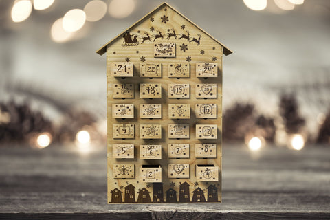 Christmas House Advent Calendar, Laser Cut Files SVG LaserCutano 