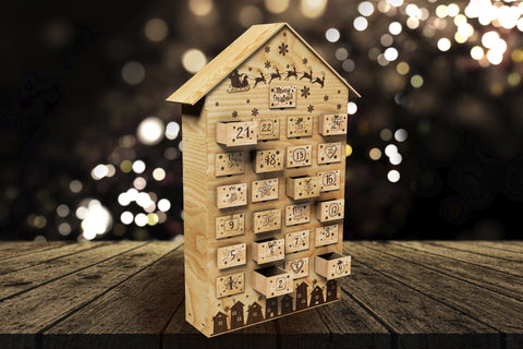 Christmas House Advent Calendar, Laser Cut Files SVG LaserCutano 
