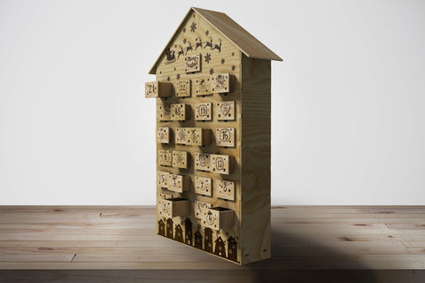 Christmas House Advent Calendar, Laser Cut Files SVG LaserCutano 