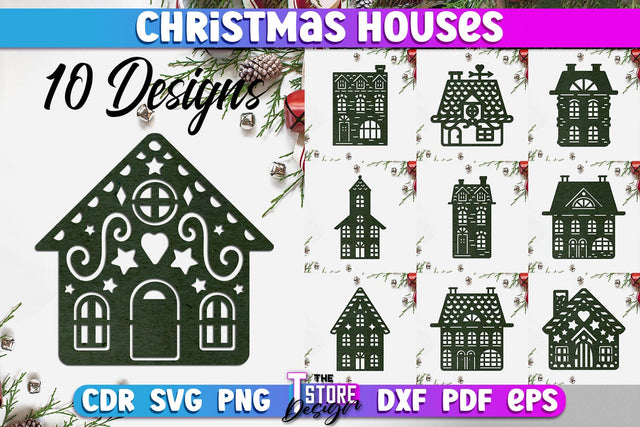 Christmas House Bundle | 3D Christmas Ornament | Christmas Gift Idea | CNC File SVG The T Store Design 