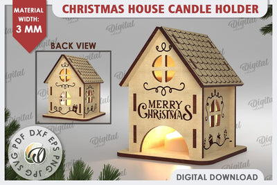 Christmas House Candle Holder Laser Cut. Christmas Decor SVG SVG Evgenyia Guschina 