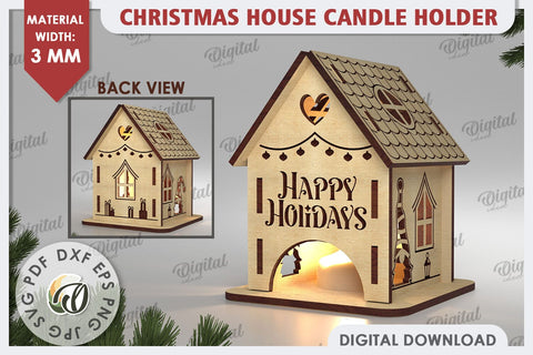 Christmas House Candle Holder Laser Cut. Christmas Decor SVG SVG Evgenyia Guschina 