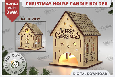 Christmas House Candle Holder Laser Cut. Christmas Decor SVG SVG Evgenyia Guschina 
