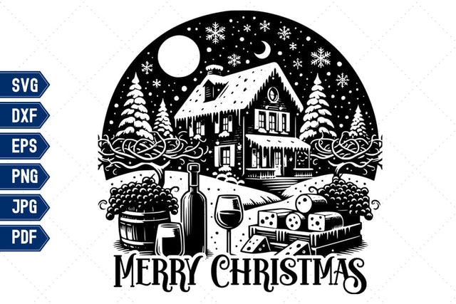 Christmas House Cutting Board SVG DXF PNG JPG SVG CraftySVGStudio 