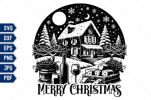 Christmas House Cutting Board SVG DXF PNG JPG SVG CraftySVGStudio 