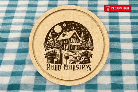 Christmas House Cutting Board SVG DXF PNG JPG SVG CraftySVGStudio 